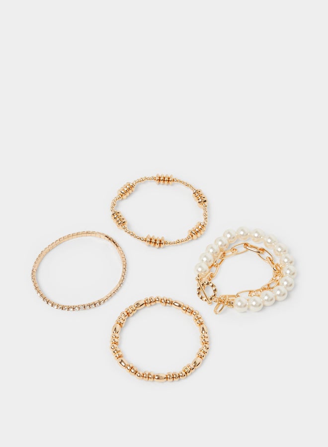 ستايلي طقم أساور مزينة بخرز من 4 قطع - Image 3